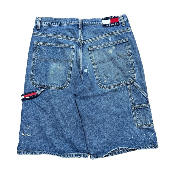 Vintage Y2K Tommy Hilfiger Denim Paint Splatter Jean Jort Shorts Size 36 - Picture 1 of 9